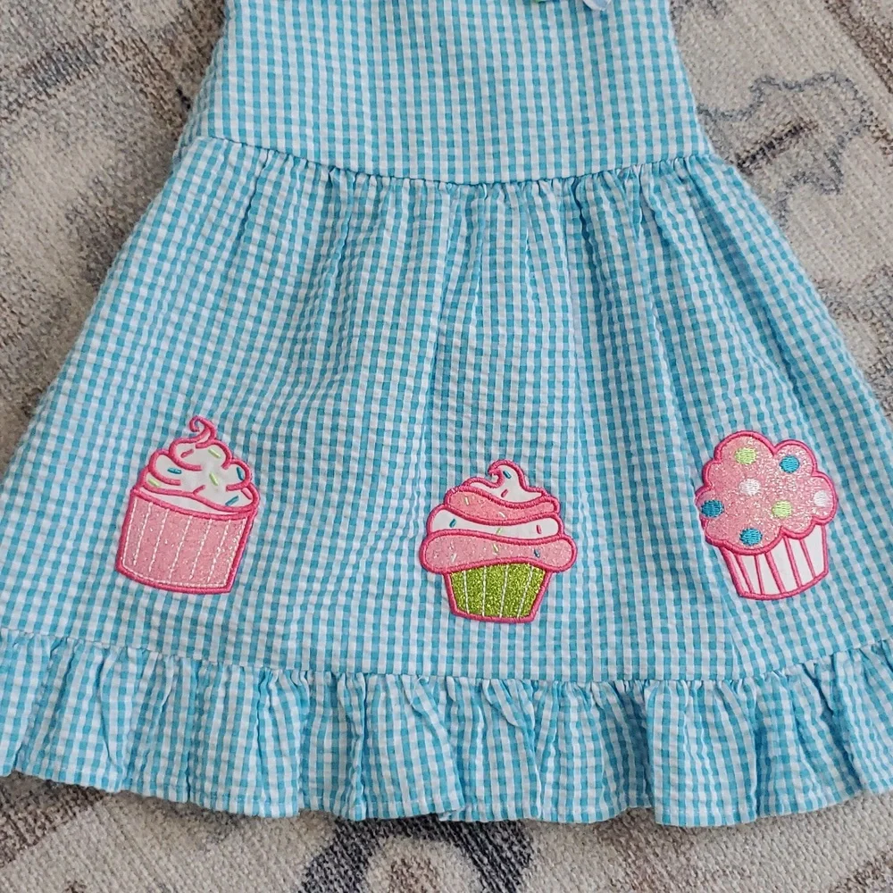 Emily Rose Baby Girls Turquise Seersucker Glitter Cupcake Party Dress Sz18m
